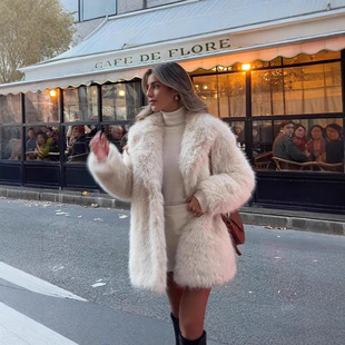 2. AliExpress / Amazon Europe-America 2025 Winter Fox-Fur Style Slouchy Mid-Length Faux-Fur Coat for Women