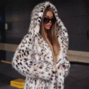 8. Europe-America 2024 Winter Street-Style Fox-Fur-Look Hooded Cape Poncho for Women