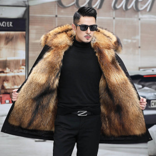 40. Europe-America 2025 Winter Women’s Mid-Length Loose Suit-Collar Fox-Faux-Fur Coat