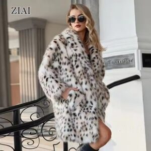 125. Wish 2024 Winter Rabbit-Faux-Fur Coat – Suit-Collar Belted Mid-Length