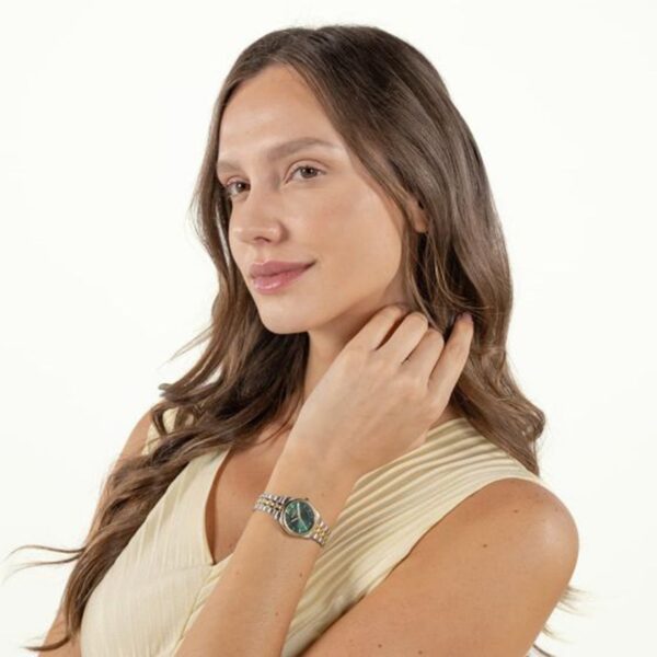1502841-4 Graceful Mina Women Quartz Green Dial Analog Stainless Steel Watch 1502841
