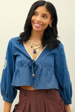 Chelsea Embroidered Cropped Blouse