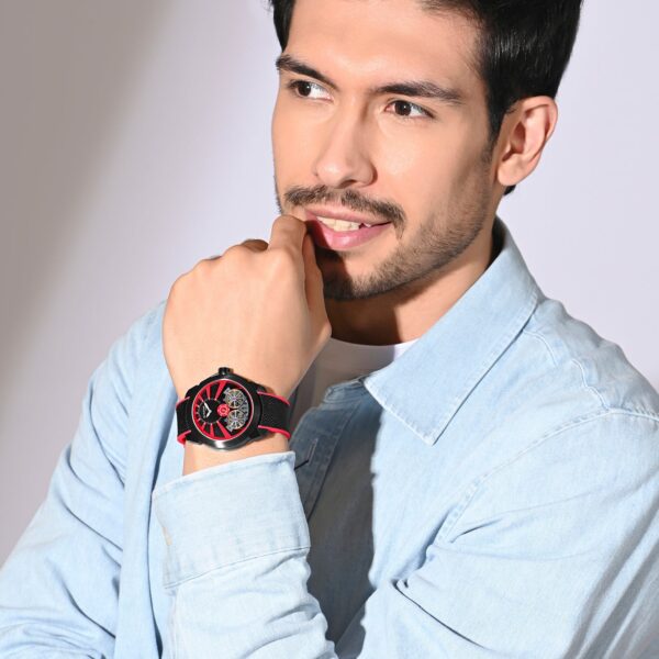 Vortex Men Automatic Red Dial Analog Silicone Watch 257-P11206