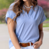 Vertical Stripe V Blouse
