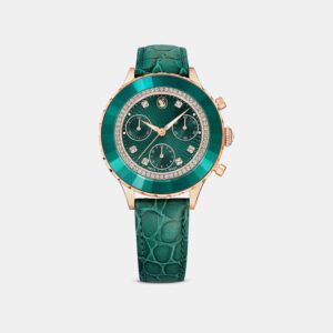 Octea Women Quartz Green Dial Chronograph Leather Watch 5672931
