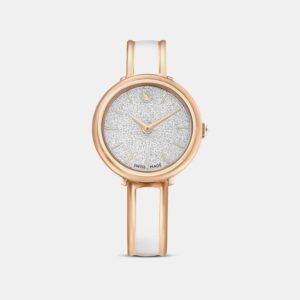 Crystalline Women Quartz White Dial Analog Stainless Steel Watch 5689324