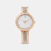 Crystalline Women Quartz Beige Dial Analog Stainless Steel Watch 5709814