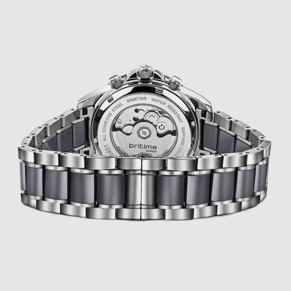 746-M10401-5 Men Automatic Black Dial Analog Stainless Steel Watch 746-M10401