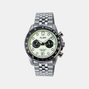 Active Men Quartz Green Dial Chronograph Stainless Steel Watch A4B033X1