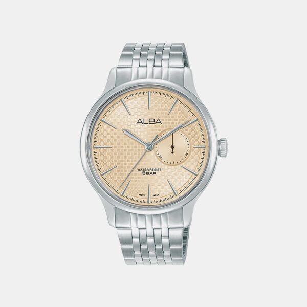 Men Quartz Ivory Dial Analog Stainless Steel Watch A5B009X1