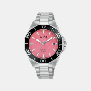 Women Quartz Pink Dial Analog Stainless Steel Watch AG8P29X1