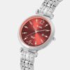 Fashion Women Quartz Maroon Dial Analog Stainless Steel Watch AH7BW3X1