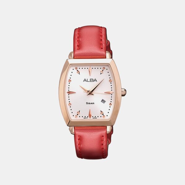 Fashion Women Quartz White Dial Analog Leather Watch AH7CT2X1