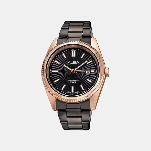 Women Quartz Black Dial Analog Stainless Steel Watch AH7CW4X1