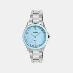 Fashion Women Quartz Light Blue Dial Analog Stainless Steel Watch AH7DV9X1