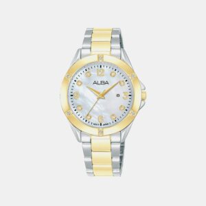 Fashion Women Quartz Mother Of Pearl Dial Analog Stainless Steel Watch AH7EW8X1