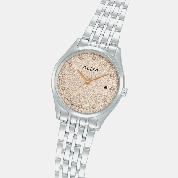 Fashion Women Quartz Champagne Dial Analog Stainless Steel Watch AH7EY9X1