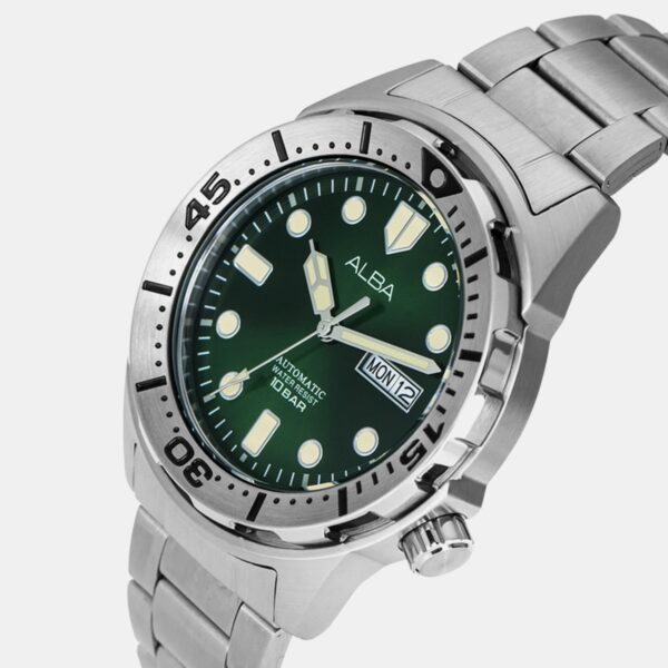Mechanical Men Automatic Green Dial Analog Stainless Steel Watch AL4371X1