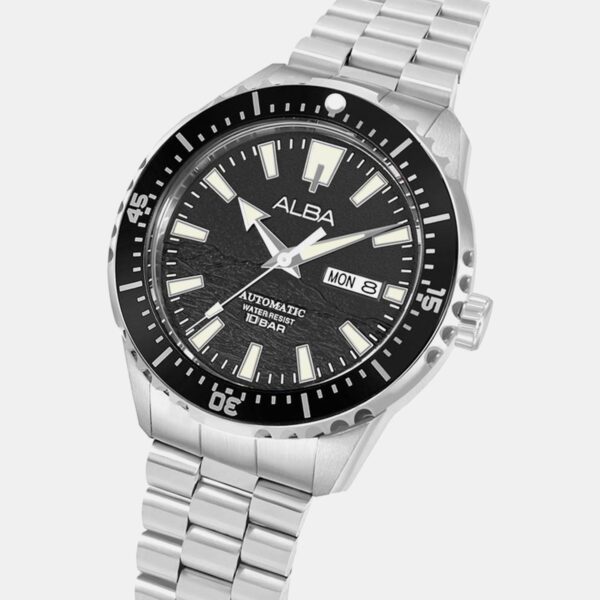 Mechanical Men Automatic Black Dial Analog Stainless Steel Watch AL4743X1