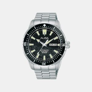 Mechanical Men Automatic Black Dial Analog Stainless Steel Watch AL4743X1