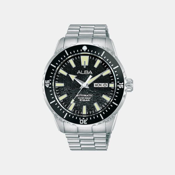 Mechanical Men Automatic Black Dial Analog Stainless Steel Watch AL4743X1