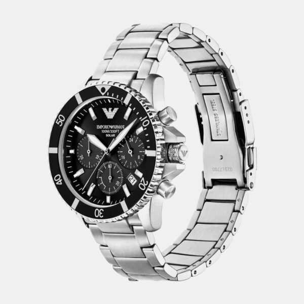 AR11739-1 Men Solar Black Dial Chronograph Stainless Steel Watch AR11739