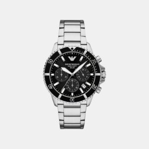 Men Solar Black Dial Chronograph Stainless Steel Watch AR11739