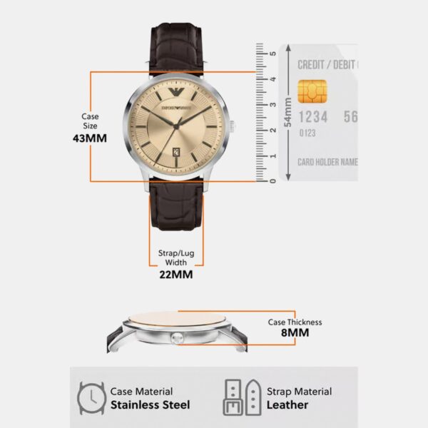 AR11783-4 Men Quartz Beige Dial Analog Leather Watch AR11783