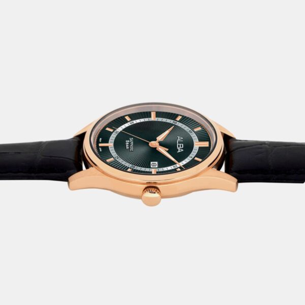 Men Quartz Black Dial Analog Leather Watch AS9R22X1