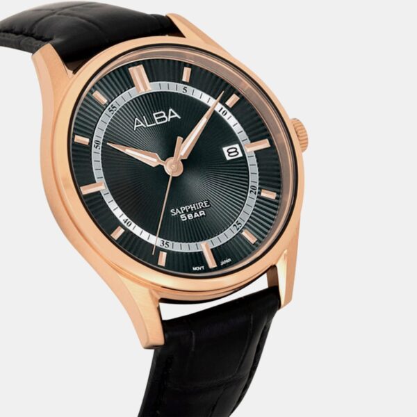 Men Quartz Black Dial Analog Leather Watch AS9R22X1