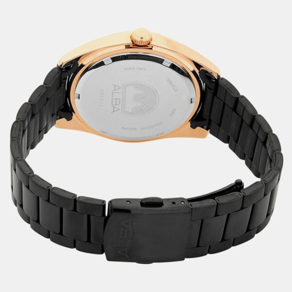 AS9T56X1-2 Men Quartz Black Dial Analog Stainless Steel Watch AS9T56X1