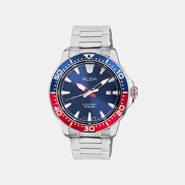 AS9T97X1 Men Quartz Blue Dial Analog Stainless Steel Watch AS9T97X1