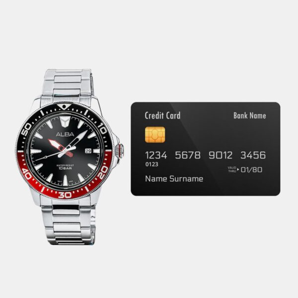 Men Quartz Black Dial Analog Stainless Steel Watch AS9T99X1