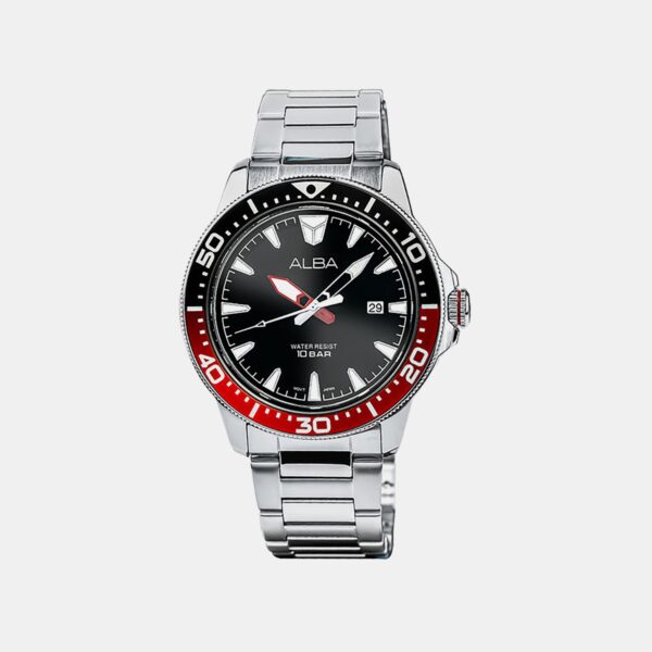 Men Quartz Black Dial Analog Stainless Steel Watch AS9T99X1