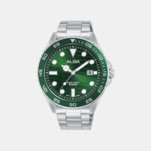 Active Men Quartz Green Dial Analog Stainless Steel Watch AS9V59X1