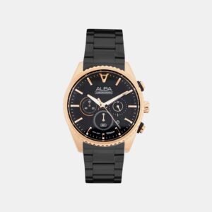 AT3H80X1 Signa Men Quartz Black Dial Chronograph Stainless Steel Watch AT3H80X1