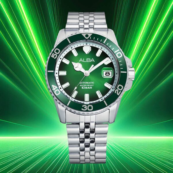 Mechanical Men Automatic Green Dial Analog Stainless Steel Watch AU4053X1