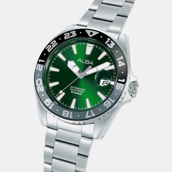 AU4077X1-1 Mechanical Men Automatic Green Dial Analog Stainless Steel Watch AU4077X1