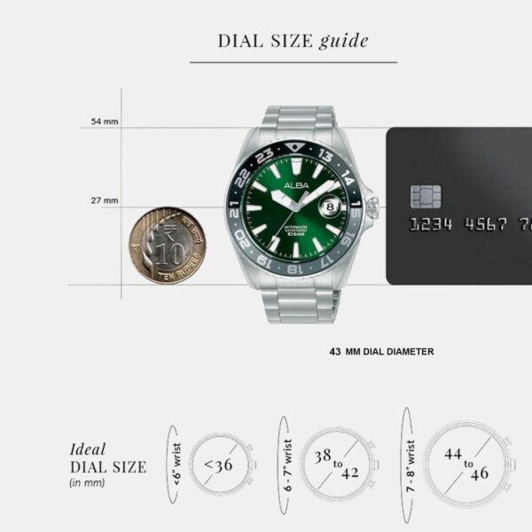 AU4077X1-5 Mechanical Men Automatic Green Dial Analog Stainless Steel Watch AU4077X1