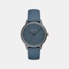 Men Quartz Blue Dial Analog Leather Watch AX2767