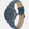 Men Quartz Blue Dial Analog Leather Watch AX2767