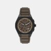 Men Quartz Brown Dial Chronograph Silicone Watch AX4293