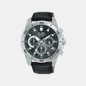 Active Men Quartz Black Dial Chronograph Leather Watch AZ5019X1