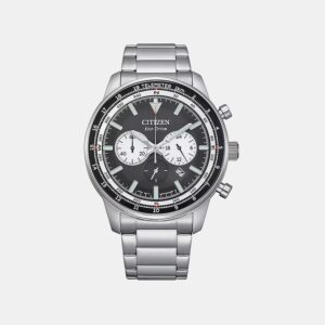 CA4500-91E Eco-Drive Men Quartz Black Dial Chronograph Stainless Steel Watch CA4500-91E