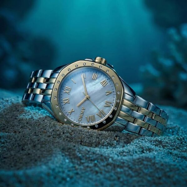 Brooklyn Mini Women Quartz White Mother Of Pearl Dial Analog Stainless Steel Watch DK1L013M0085