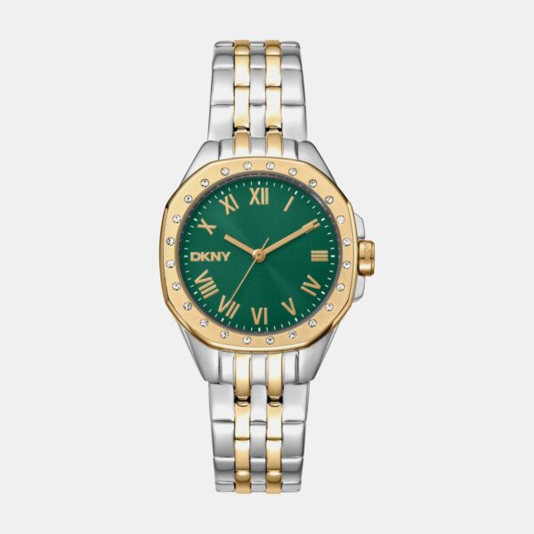 Brooklyn Mini Women Quartz Green Dial Analog Stainless Steel Watch DK1L013M0095