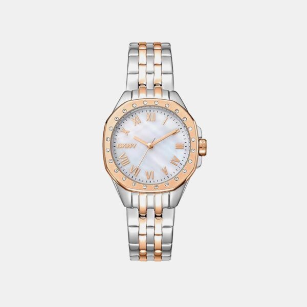 Brooklyn Mini Women Quartz White Mother Of Pearl Dial Analog Stainless Steel Watch DK1L013M0105