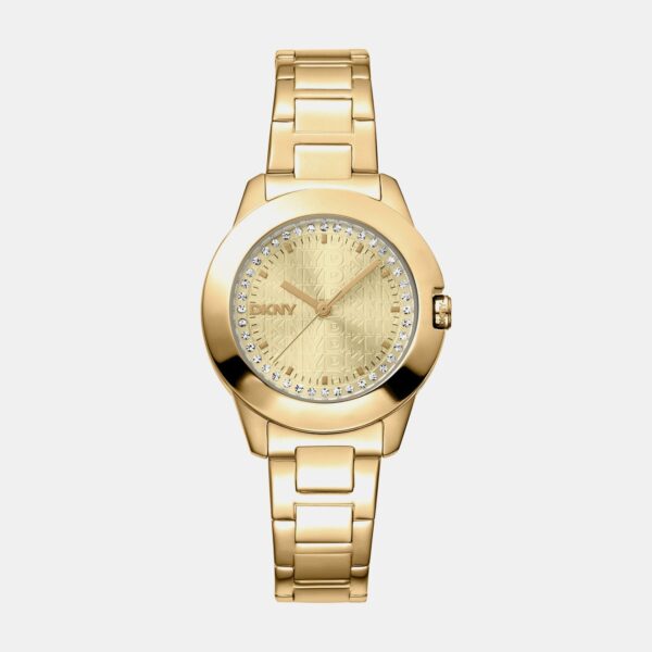 Park Ave Logo Women Quartz Champagne Dial Analog Stainless Steel Watch DK1L021M0055