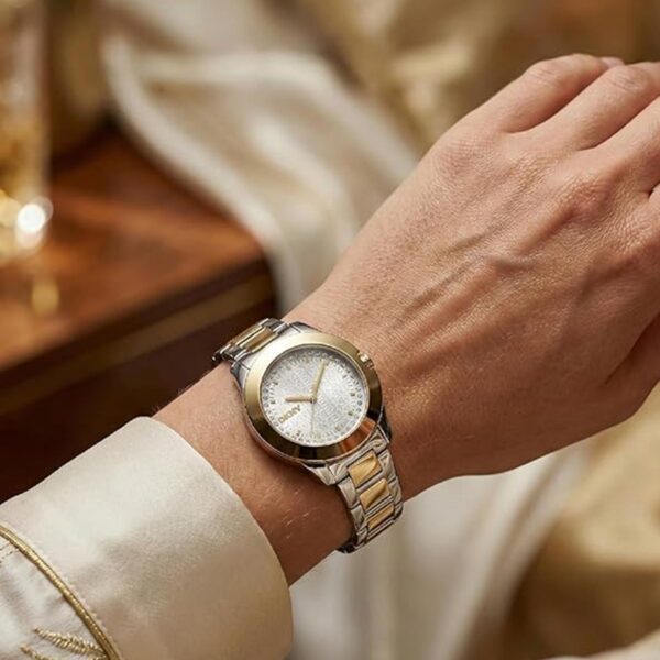 Park Ave Logo Women Quartz Silver Dial Analog Stainless Steel Watch DK1L021M0075