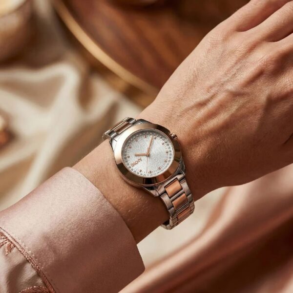 Park Ave Logo Women Quartz Silver Dial Analog Stainless Steel Watch DK1L021M0095